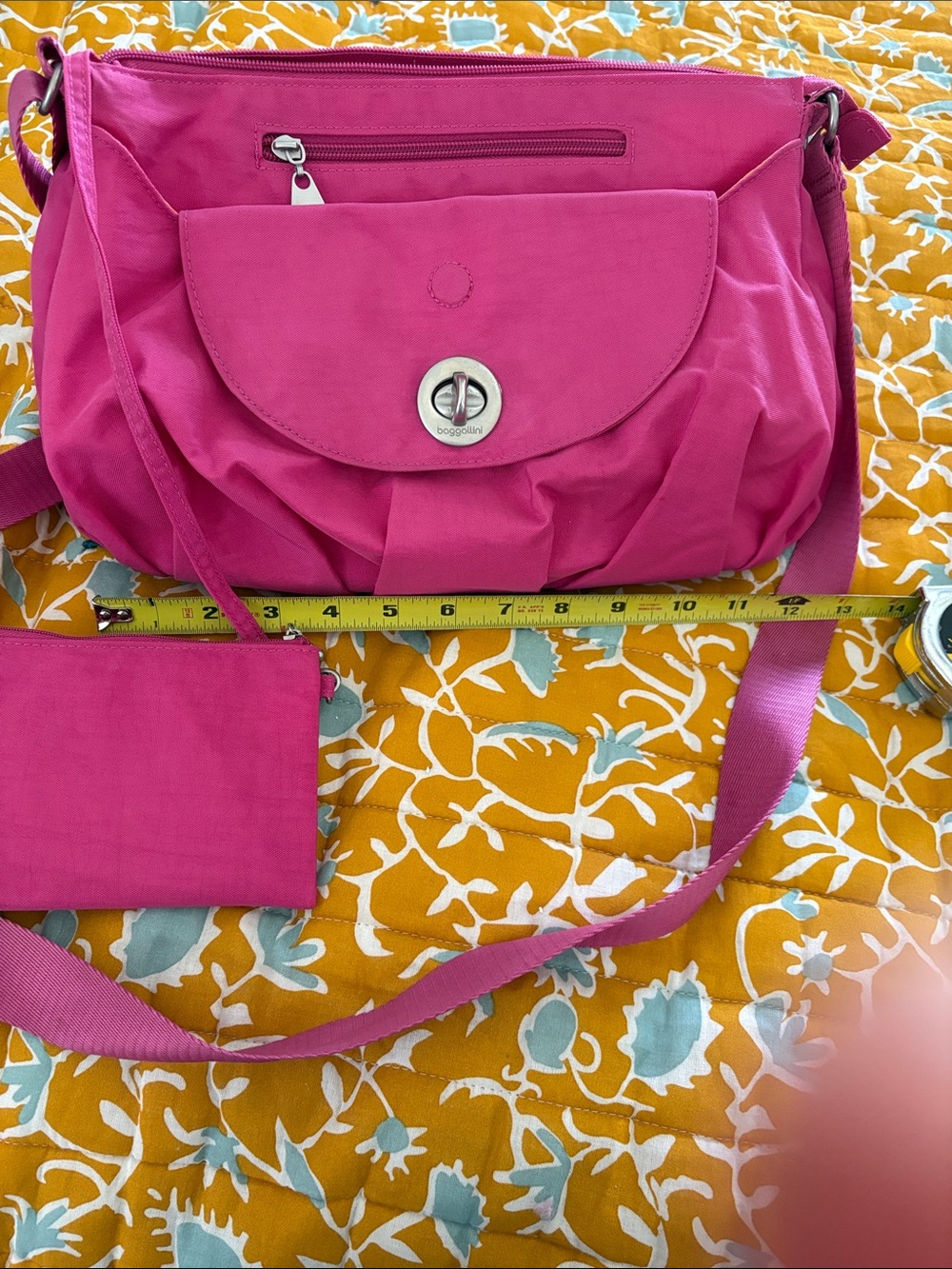 Baggallini Hot Pink Crossbody Bag with Matching Pouch